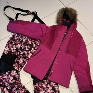 Kids Pink Floral Winter Snowsuit